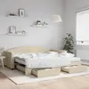 Image de Lit De Jour Avec Gigogne Et Tiroirs Crème 100x200 Cm Tissu Vidaxl