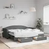 Image de Lit De Jour Avec Gigogne Et Tiroirs Gris Foncé 90x190 Cm Tissu Vidaxl