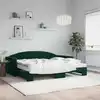 Image de Lit De Jour Avec Gigogne Et Matelas Vert Foncé 90x200cm Velours Vidaxl
