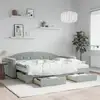 Image de Lit De Jour Avec Gigogne Et Tiroirs Gris Clair 80x200cm Velours Vidaxl