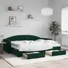 Image de Lit De Jour Avec Gigogne Et Tiroirs Vert Foncé 80x200cm Velours Vidaxl