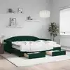 Image de Lit De Jour Avec Gigogne Et Tiroirs Vert Foncé 90x200cm Velours Vidaxl