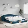 Image de Lit De Jour Avec Gigogne Et Tiroirs Bleu 100x200 Cm Velours Vidaxl