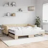 Image de Lit De Jour Avec Gigogne Et Matelas Crème 100x200 Cm Tissu Vidaxl