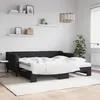 Image de vidaXL Lit de jour avec gigogne et matelas noir 90x190 cm tissu 3197456