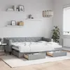 Image de vidaXL Lit de jour avec gigogne et tiroirs gris clair 80x200 cm tissu 3197457