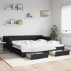 Image de Lit De Jour Avec Gigogne Et Tiroirs Sans Matelas Noir 100x200cm Vidaxl