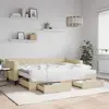 Image de Lit De Jour Avec Gigogne Et Tiroirs Crème 80x200 Cm Tissu Vidaxl