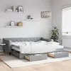 Image de Lit De Jour Avec Gigogne Et Tiroirs Gris Clair 90x200 Cm Tissu Vidaxl