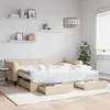 Image de Lit De Jour Avec Gigogne Et Tiroirs Crème 90x200 Cm Tissu Vidaxl