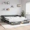 Image de Lit De Jour Avec Gigogne Et Tiroirs Gris Foncé 100x200 Cm Tissu Vidaxl