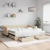 Image de vidaXL Lit de jour avec gigogne et tiroirs crème 100x200 cm tissu 3197489