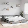 Image de Lit De Jour Avec Gigogne Et Tiroirs Gris Clair 90x190 Cm Tissu Vidaxl