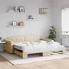 Image de Lit De Jour Avec Lit Gigogne Crème 100x200 Cm Tissu Vidaxl
