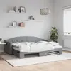 Image de Lit De Jour Avec Gigogne Et Matelas Gris Clair 80x200 Cm Tissu Vidaxl