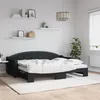 Image de Lit De Jour Avec Lit Gigogne Et Matelas Noir 80x200 Cm Tissu Vidaxl