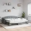 Image de Lit De Jour Avec Gigogne Et Matelas Gris Clair 90x200 Cm Tissu Vidaxl