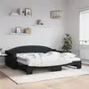 Image de Lit De Jour Avec Gigogne Et Matelas Noir 90x200 Cm Tissu Vidaxl