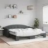 Image de Lit De Jour Avec Gigogne Et Matelas Gris Foncé 100x200 Cm Tissu Vidaxl