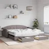 Image de Lit De Jour Avec Gigogne Et Tiroirs Taupe 100x200 Cm Tissu Vidaxl