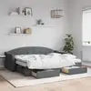Image de Lit De Jour Avec Gigogne Et Tiroirs Gris Foncé 80x200 Cm Tissu Vidaxl