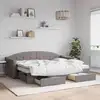 Image de Lit De Jour Avec Gigogne Et Tiroirs Taupe 80x200 Cm Tissu Vidaxl