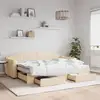 Image de Lit De Jour Avec Gigogne Et Tiroirs Crème 80x200 Cm Tissu Vidaxl