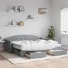 Image de vidaXL Lit de jour avec gigogne et tiroirs gris clair 90x200 cm tissu 3197584