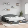 Image de Lit De Jour Avec Gigogne Et Tiroirs Gris Foncé 90x200 Cm Tissu Vidaxl