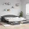 Image de Lit De Jour Avec Gigogne Et Tiroirs Gris Foncé 100x200 Cm Tissu Vidaxl