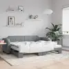 Image de Lit De Jour Avec Gigogne Et Matelas Gris Clair 80x200 Cm Tissu Vidaxl