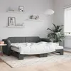 Image de Lit De Jour Avec Gigogne Et Matelas Gris Foncé 80x200 Cm Tissu Vidaxl
