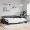 Image de Lit De Jour Avec Gigogne Et Matelas Gris Foncé 100x200 Cm Tissu Vidaxl