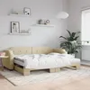 Image de Lit De Jour Avec Gigogne Et Matelas Crème 100x200 Cm Tissu Vidaxl