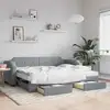 Image de Lit De Jour Avec Gigogne Et Tiroirs Sans Matelas 80x200 Cm Vidaxl