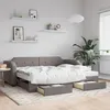 Image de Lit De Jour Avec Gigogne Et Tiroirs Taupe 100x200 Cm Tissu Vidaxl