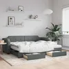 Image de Lit De Jour Avec Gigogne Et Tiroirs Gris Foncé 80x200 Cm Tissu Vidaxl