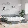 Image de Lit De Jour Avec Gigogne Et Tiroirs Gris Clair 90x200 Cm Tissu Vidaxl