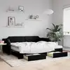 Image de Lit De Jour Avec Gigogne Et Tiroirs Noir 100x200 Cm Tissu Vidaxl