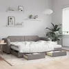 Image de Lit De Jour Avec Gigogne Et Tiroirs Taupe 100x200 Cm Tissu Vidaxl