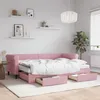Image de Lit De Jour Avec Gigogne Et Tiroirs Rose 80x200 Cm Velours Vidaxl