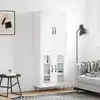 Image de Buffet Haut Blanc 69,5x34x180 Cm Bois D'ingénierie Vidaxl