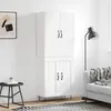 Image de Buffet Haut Blanc 69,5x34x180 Cm Bois D'ingénierie Vidaxl