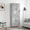 Image de Buffet Haut Gris Béton 69,5x34x180 Cm Bois D'ingénierie Vidaxl