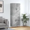 Image de Buffet Haut Gris Béton 69,5x34x180 Cm Bois D'ingénierie Vidaxl