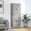 Image de Buffet Haut Gris Béton 69,5x34x180 Cm Bois D'ingénierie Vidaxl