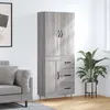 Image de Buffet Haut Sonoma Gris 69,5x34x180 Cm Bois D'ingénierie Vidaxl