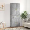 Image de Buffet Haut Gris Béton 69,5x34x180 Cm Bois D'ingénierie Vidaxl