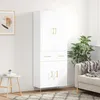 Image de Buffet Haut Blanc 69,5x34x180 Cm Bois D'ingénierie Vidaxl