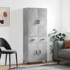 Image de Buffet Haut Gris Béton 69,5x34x180 Cm Bois D'ingénierie Vidaxl